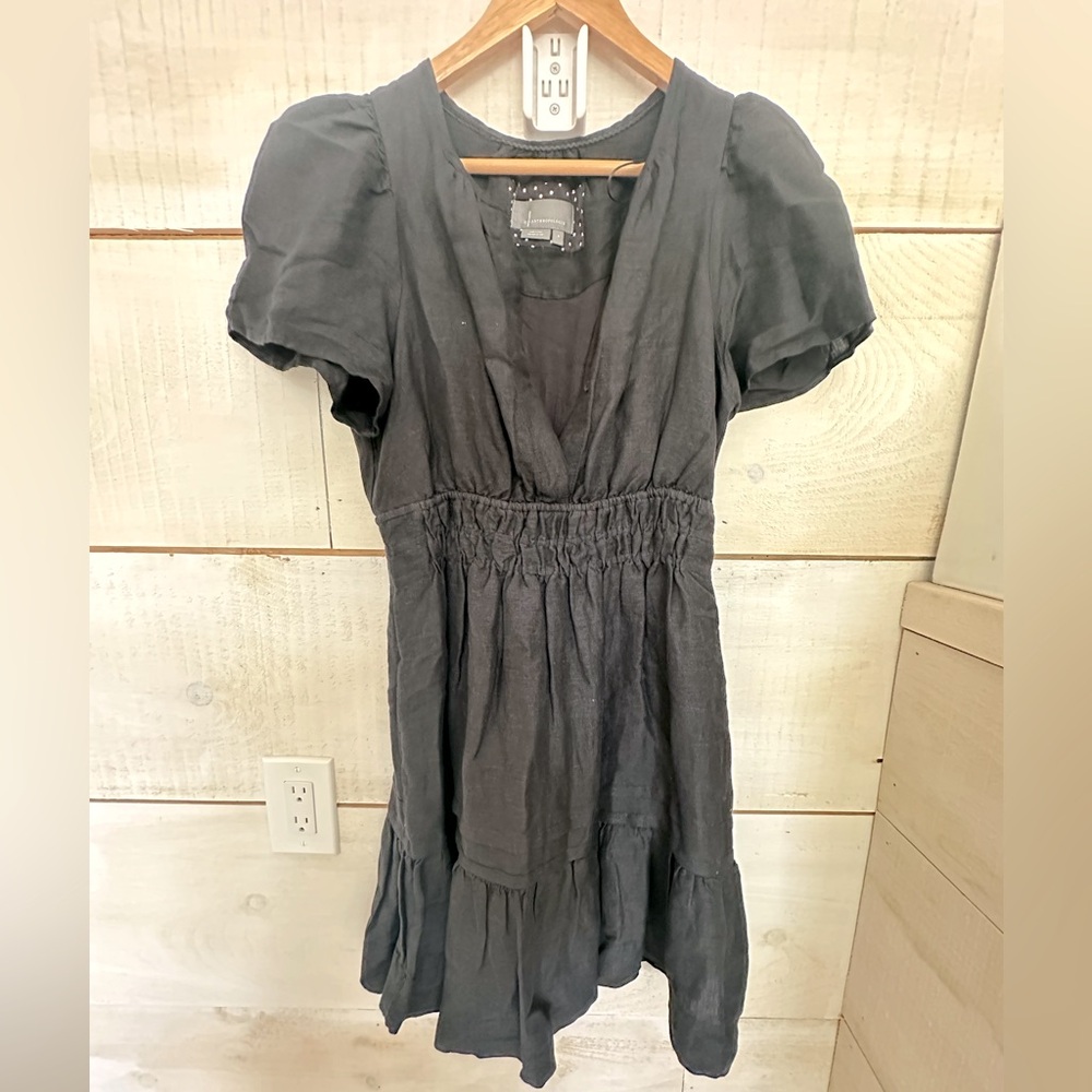 By Anthropologie, dark grey linen summer dress, size s